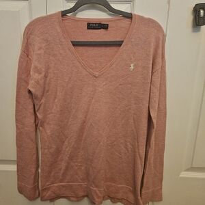 Ralph Lauren Women's Dusty Rose V-Neck Sweater